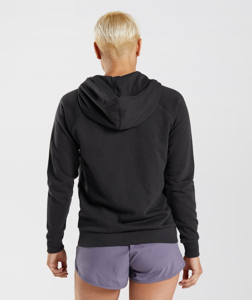 Bluzy Z Kapturem Gymshark Treningowe Zip Damskie Czarne | PL 641ZWB